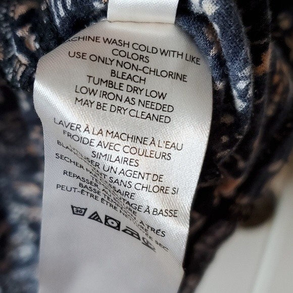 FREE PEOPLE PUFF SLEEVE PAISLEY COTTON KNIT TOP SIZE SMALL BOHO BLACK CREAM - Picture 8 of 11